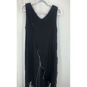 Vaho Long Black Dress Abstract Art Sleeveless 8/10